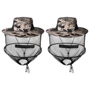 Chapeau D'apiculteur, Lot De 2, Moustiquaire, Pliable, Compact, Avec Filet Amovible, Sechage Rapide (Gris Camouflage) - Neuf