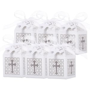 Mevronisshop-Boite Drag&eacute;es Communion Et Bapt&ecirc;me - 50 Pcs Contenant Pour Gar&ccedil;on Et Fille - Boite &Agrave; Bonbons Pour Mariage - Neuf