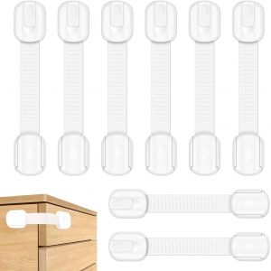 KALANKA-Lot de 8 Bloque Porte Bébé, Securite Placard Enfant avec Adhésif Fort, Bloc Porte Securite Bebe, Bloque Tiroir Placards Sécurite Protection Bebe pour armoires, tiroirs, réfrigérateur- Noir - Neuf