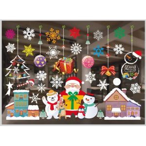 Décorations de fenêtre de Noël, autocollants de fenêtre de Noël pour les décorations de fenêtre de vacances de Noël pour la maison, l'école, le bureau, la décoration de fenêtre d'hiver (style 13) - Neuf