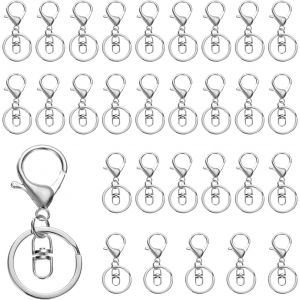 Eryi-Mousquetons À Griffes De Homard Pour Porte-Clés, 30 Pièces De Mousquetons À Griffes De Homard Avec Mousqueton Pivotant Et Anneau De Porte-Clés Fendu Plat Pour Bricolage, Blanc K - Neuf