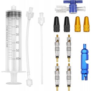 LETNERNY-Kit De Seringue De V&eacute;lo De 60 Ml - Outil D'Extraction De Valve Presta - Extracteur De Noyau De Valve Sans Chambre &Agrave; Air - Injecteur De Joint De Pneu Avec Outil De Retrait De Valve De V&eacute;lo Po - Neuf