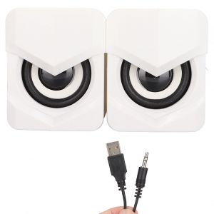 Enceinte de bureau alimentee par USB, caisson de basses puissant, mini enceinte LED pour ordinateur portable PalyStation4, blanc - Neuf
