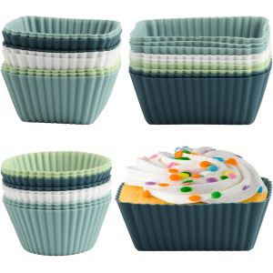 27 Pcs Moule A Muffin Silicone, Moule Muffins Silicone, Moule Silicone Muffin Gateau Ondividual, Moule &Agrave; Muffins En Silicone, Moule En Silicone, Moules &Agrave; Cupcakes Pour G&acirc;teaux Cr&egrave;mes Puddings - Neuf