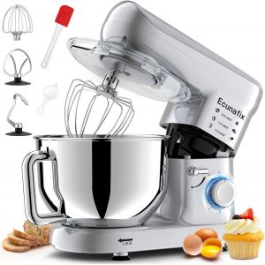 KALTD-Robot Patissier,1500W Robot Cuisine Multifonctions 6,5L Faible Bruit Robot Pétrin Professionnel Avec Crochet Pétrisseur,Batteur,Fouet À Fil,Couvercle,6+P Vitesses - Neuf