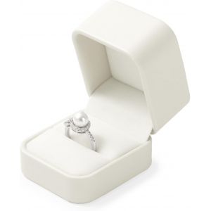 Mevronisshop-Blanc Pu Cuir Classique Bo&icirc;te &Agrave; Anneaux Bo&icirc;te De Rangement Cadeau Pour Mariage,Proposition Anniversaire De Mariage - Neuf