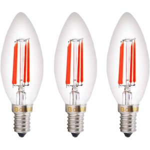 Kalanka-Rouge Ses Led Rouge Filament Candle Ampoule 4w Petite Vis Edison E14 Led D&iquest;&iquest;Corative Fireglow Antique Candle Light Ampoules 40w Remplacement (Pack De 3) - Neuf