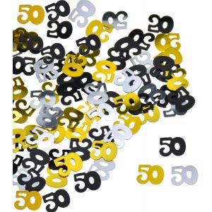 Confettis - Décoration de table pour 50 ans - Noir et doré - Confettis pour 50e anniversaire - Cadeau pour 50 ans - Neuf
