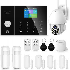 Alarme Maison Sans Fil Intelligent Wifi Avec Caméra Surveillance Étanche Ip66, 120Db Sirène Kit Alarme Maison Sans Fil 4G Avec Caméra 1080P, Compatible Avec Alexa Et Assistant Goog[MAT790685] - Neuf