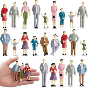 SANSH-14 Figurines de Personnes Miniatures à l'Échelle 1:25 Figurines Architecturales en Plastique Personnes de Maison de Poupée Mini Personnes Debout et Assises Peintes pour Scènes Miniatures - Neuf
