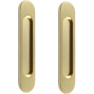 (Or)Pack de 2 Auto-Adhésif Ovale Porte Coulissante Tire, Brossé Or en Alliage d'Aluminium, Punch Gratuit Pull Coulissante de Porte de Grange, les Fenêtres, les Armoires - Neuf