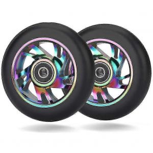 2 Roues Pu De Trottinette Acrobatique De 100 Mm Avec Roulements,Roues De Remplacement Pour Les Voitures À Bascule Et La Conduite Extrême - Neuf