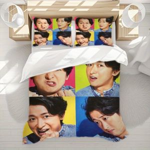 Parure De Lit 3 Pieces Ohno Satoshi Aux Couleurs Géométriques - Polyester Vibrant, Fermeture Éclair, Impression Haute Définition Pour La Decoration De Votre Dortoir, Ideal Pour Noë - Neuf