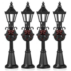 4 pcs lampadaires de No&euml;l micro village accessoires miniature maison de poup&eacute;e lampadaire lampadaire r&eacute;verb&egrave;res d&eacute;coratifs - Neuf