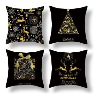 No&euml;l Housses de Coussin Pack de 4 Hiver Vacances de No&euml;l, les taies d'Oreiller D&eacute;coratif taies d'Oreiller Canap&eacute;-Sofa 45x45 cm - Neuf