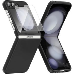 SJZG-Z Flip 5 Coque Pour Samsung Z Flip 5 5G Avec Protection D'&Eacute;cran En Verre,Samsung Flip 5 &Eacute;tui Protection Int&eacute;grale Antichoc Pc Rigide Anti-Rayures Slim Case Pour Samsung Galaxy Z Flip5 Coque,Noir - Neuf