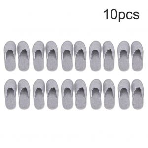 HJLIAN Lot de 10 paires de chaussons jetables en coton et lin, doux et propres, pour la maison, l'hotel, les voyages, le spa (gris) - Neuf
