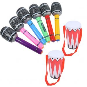 Lot De 2 Tambours Gonflables Avec 6 Microphones Gonflables De 50 Cm, Instrument De Musique Pour Enfants. - Neuf