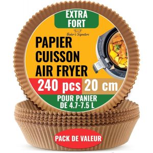 Eryi-Lot De 250 Doublures Jetables En Papier Parchemin Pour Friteuse À Air Comprimé U2013 Feuilles De Cuisson Non Blanchies Rondes De 20,3 Cm Pour Paniers Jusqu'à 5 À 8 Litres U2013 Idéal Pour Le F - Neuf