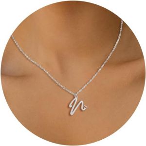 Tianyi-Collier Lettre Initiale Femme Argent Or Initiale A-Z Coeur Pendentif Collier Acier Inoxydable Personnalis&eacute; Nom Collier Longueurs Ajustable 45+5cm Cadeau Personnalis&eacute; Femme - Neuf