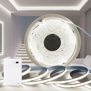 Kalanka-Ruban Led Pile Batterie 1m, Bande Led 6000k Blanc Froid 320leds/M 5v Aliment&eacute;e &Agrave; Batterie Bande Led Autocollant D&eacute;coupable Pour Sous Le Meuble De Cuisine, &Eacute;tag&egrave;res, Placard - Neuf