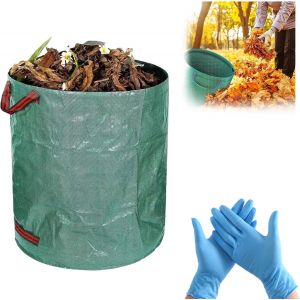 ASFASFq-Sacs de Jardin 120L pour D&eacute;chets Verts, Poche &agrave; Feuilles, Contenant pour V&eacute;g&eacute;taux, avec Poign&eacute;es, R&eacute;utilisable et Pliable, R&eacute;sistant et Autoportant, Id&eacute;al pour le Jardinage - Neuf