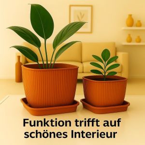 KALANKA-Soucoupe Pot Fleur 24x24cm Diamètre Marron Clair Lot de 5 - Durable Soucoupe Carrée - Soucoupes pour Pots de Fleurs - Soucoupe Pot de Fleur Interieur (Marron Clair) - Neuf