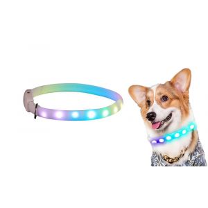 Collier Led &Eacute;tanche Rechargeable Par Usb Pour Chien, Avec 11 Modes D'&eacute;clairage, Ajustable &Agrave; La Taille, Autonomie De 3 &Agrave; 6 Heures. - Neuf