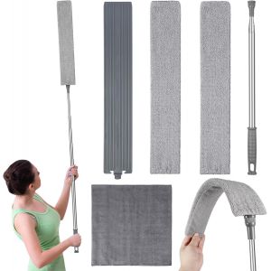 KALANKA-Plumeau Extensible pour Le Nettoyage des Espaces de 0,8 &agrave; 2,8 m, R&eacute;tractable et Flexible, en Microfibre, pour Canap&eacute;, lit et Dessous de Meuble, avec Manche Extensible - Neuf