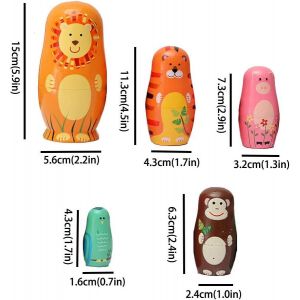 Poupées gigognes en bois motif anges, matriochkas russes, jouets empilables pour enfants, décoration cadeau (animaux) - Neuf