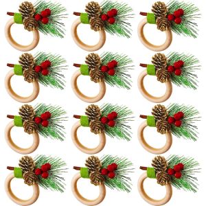 Pack De 12 Daisy Ronds De Serviette, Des Abeilles Ronds De Serviette, De L'Or Ronds De Serviette, Pomme De Pin Ronds De Serviette, Anniversaire De Mariage Décoration (Style Mignon, Bois) - Neuf