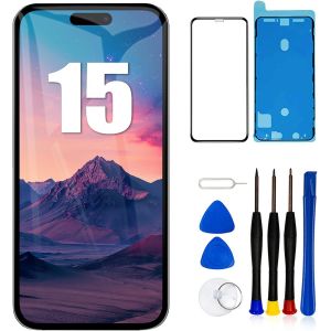 KALANKA-pour iPhone 15 Remplacement de l'&eacute;cran LCD 6,1 Pouces Assemblage du num&eacute;riseur de l'&eacute;cran &Eacute;cran Tactile,avec Outil de r&eacute;paration de l'assemblage du Cadre - Neuf