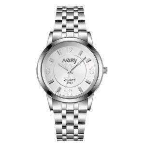 Nary &Agrave; La Mode Hommes Femmes Affaires Bracelet En Acier &Eacute;tanche Montre-Bracelet &Agrave; Quartz (Cadran Blanc / Femmes) - Neuf