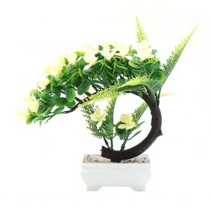HJLIAN Plante artificielle en pot, decoration de bonsai, pot de fleurs pour la maison ou le bureau (blanc) - Neuf