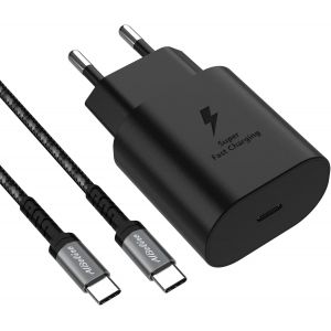 Chargeur Rapide 25w + Câble Usb C Vers Usb C 2m Compatible Avec Samsung Galaxy A54/A34/A14/S23/S23 Plus/S23 Ultra/S22/S22 Plus/S22 Ultra/Z Flip 4/Z Fold 4/S21 Fe/S21/S21 Plus/S21 Ultra/S20 Fe/S20 - Neuf