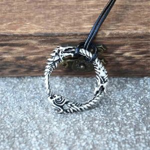 Ouroboros Double Face Dragon Pendentif Mythologie Nordique Viking Collier Vintage Amulette Talisman Bijoux - Neuf