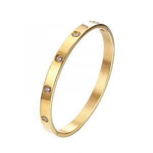 Bracelet Bracelet Or Or Rose Argent Avec Pierres De Zircone Cubique Bijoux À Charnière En Acier Inoxydable Avec - Neuf