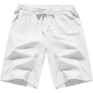 Uaa-Short D'été Léger Et Aéré Pour Homme Short Homme Avec Poche Respirant Pantalon Court De Loisirs Coton Short De Plage Décontracté Shorts Taille Élastique Avec Cordon De Serrage - Neuf