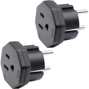 KALANKA-US/JP/CA Prise mâle vers EU/DE/FR/IT/ES Prise Femelle, US/CA/JP Prise mâle pour Appareil électronique Adaptateur Femelle EU à 2 Broches (2 pièces Noir) - Neuf