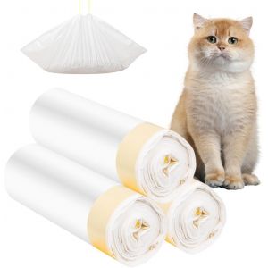 Cmws-Jonuin Lot De 30 Sacs &Agrave; Liti&egrave;re Pour Chat - 79 X 45 Cm - Avec Cordon De Serrage - R&eacute;sistants Aux Rayures Et Aux Fuites - Pour Liti&egrave;re De Chat (Blanc) - Neuf