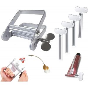 Lot de 5 tubes de presse-tube en métal - Taille extra large : 8,5 cm - Outil de pressage en métal - Distributeur de dentifrice paresseux - Colorant - Cosmétique - 5 pièces métalliques - Neuf