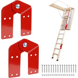 Charni&egrave;res pour &Eacute;chelle de Grenier Escamotable, Pi&egrave;ces de Rechange pour &Eacute;chelle Aluminium, Accessoires de R&eacute;paration pour Anciennes &Eacute;chelles de Grenier, 2 Pi&egrave;ces - Neuf