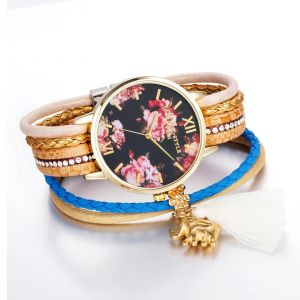 Lvpai Femmes Femelle Quartz Mouvement Bracelet Montre Analogique Cadran Rond Montre-Bracelet Beige - Neuf