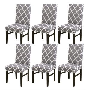 Stretch Housses de Chaise lot de 6 (Gris), Universel Amovible Machine Moderne Durable Housse de Chaise pour Salle a Manger de l'Hotel Restaurant Partie du Banquet de la Decoration de Cuisine - Neuf