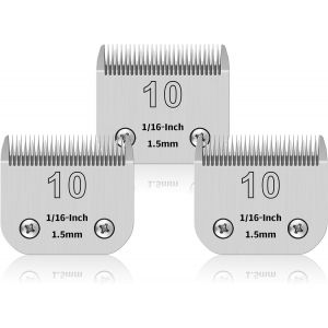 Lot De 3 Lames Amovibles En Acier Inoxydable Pour Le Toilettage De Chiens Animaux Amovibles De 10 #, Compatibles Avec Oster/Heiniger/Moser, Taille N&deg; 10, Longueur De Coupe 1/16 De Pouce 1,5 Mm - Neuf