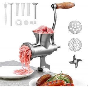 Ulteronixshop-Hachoir &Agrave; Viande Manuel, Poussoir &Agrave; Saucisses En Inox 304, Hachoir Manuel &Agrave; Manivelle Avec Serre-Joint De Table, Avec 2 Plaques De Broyage Et Tubes &Agrave; Saucisses, Pour B?uf Chili Porc, Bo - Neuf