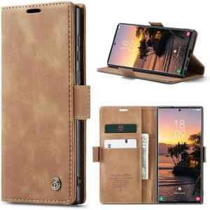 Case For Samsung Galaxy S24 Ultra 5g Premium Leather Protective Pouch Wallet Flip Case Magnetic Case Cover For Samsung Galaxy S24 Ultra, Brown - Neuf