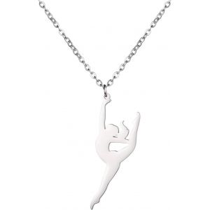Kal-Collier À Breloques De Gymnastique Pour Femme En Acier Inoxydable Élégant Avec Pendentif En Forme De Gymnaste - Neuf