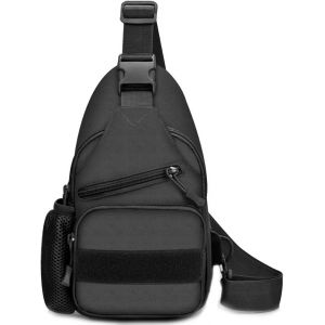 Tactique Sac à Bandoulière, en Noir Militaire Sac à dos Sling Sac à Bandoulière avec Port de Charge USB et un porte-Bouteille pour la Randonnée Camping Randonnée Voyage - Neuf