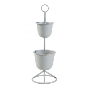 Porte-Plantes Style Intemportel Support 77 X 26 Cm 2 Cache-Pots Beige Helloshop26 03_0010325 - Neuf